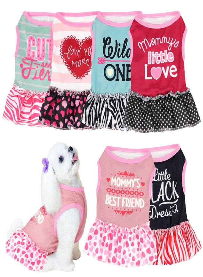 Clysee 6 Pack Girl Dog Clothes Pet Dress Shirt Female Cute Dog Sundress Puppy Christmas Apparel Clothes Outfits with Ruffles for Pets Cats(Large) - Image 1